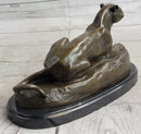 Hot Cast Bronze Cougar Puma Mountain Lion Resting Sculpture
