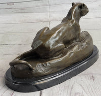 Hot Cast Bronze Cougar Puma Mountain Lion Resting Sculpture