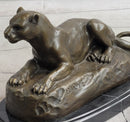 Hot Cast Bronze Cougar Puma Mountain Lion Resting Sculpture