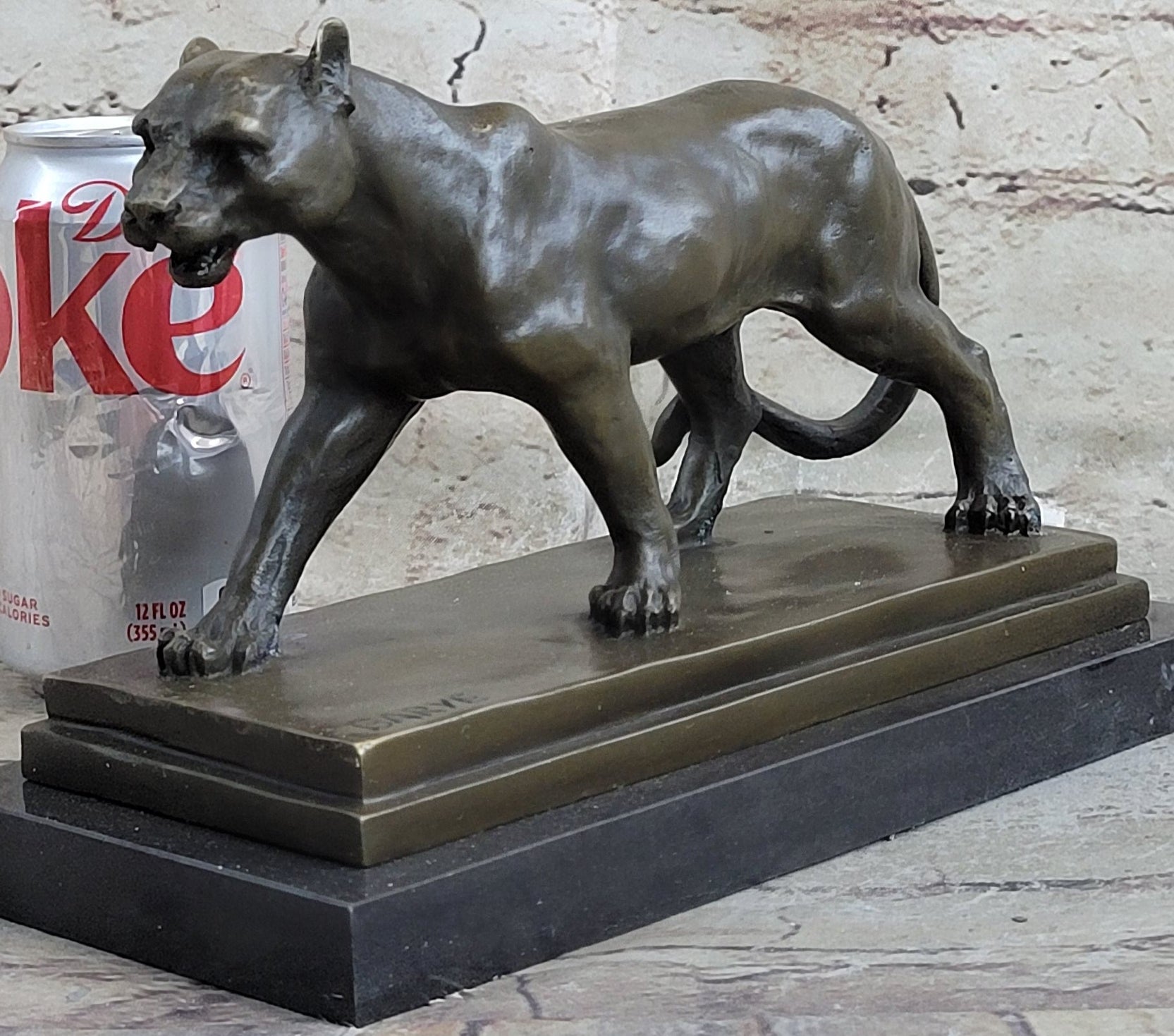 Cougar Mountain Lioness Bronze Sculpture Marble Base 6" x 10"