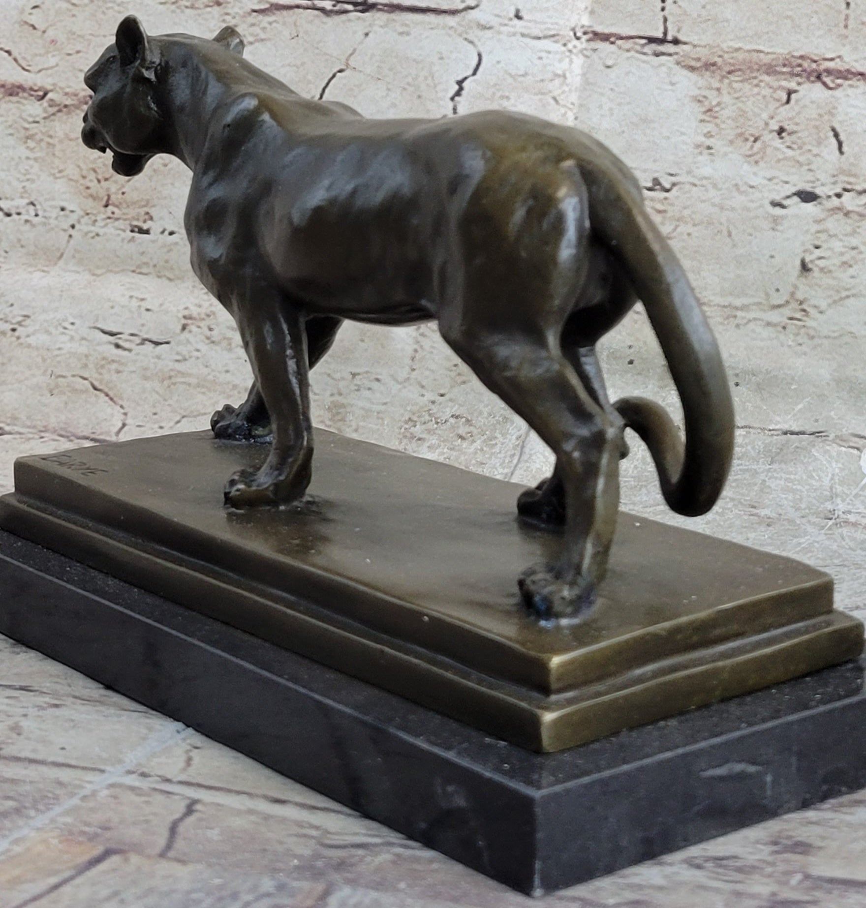 Cougar Mountain Lioness Bronze Sculpture Marble Base 6" x 10"