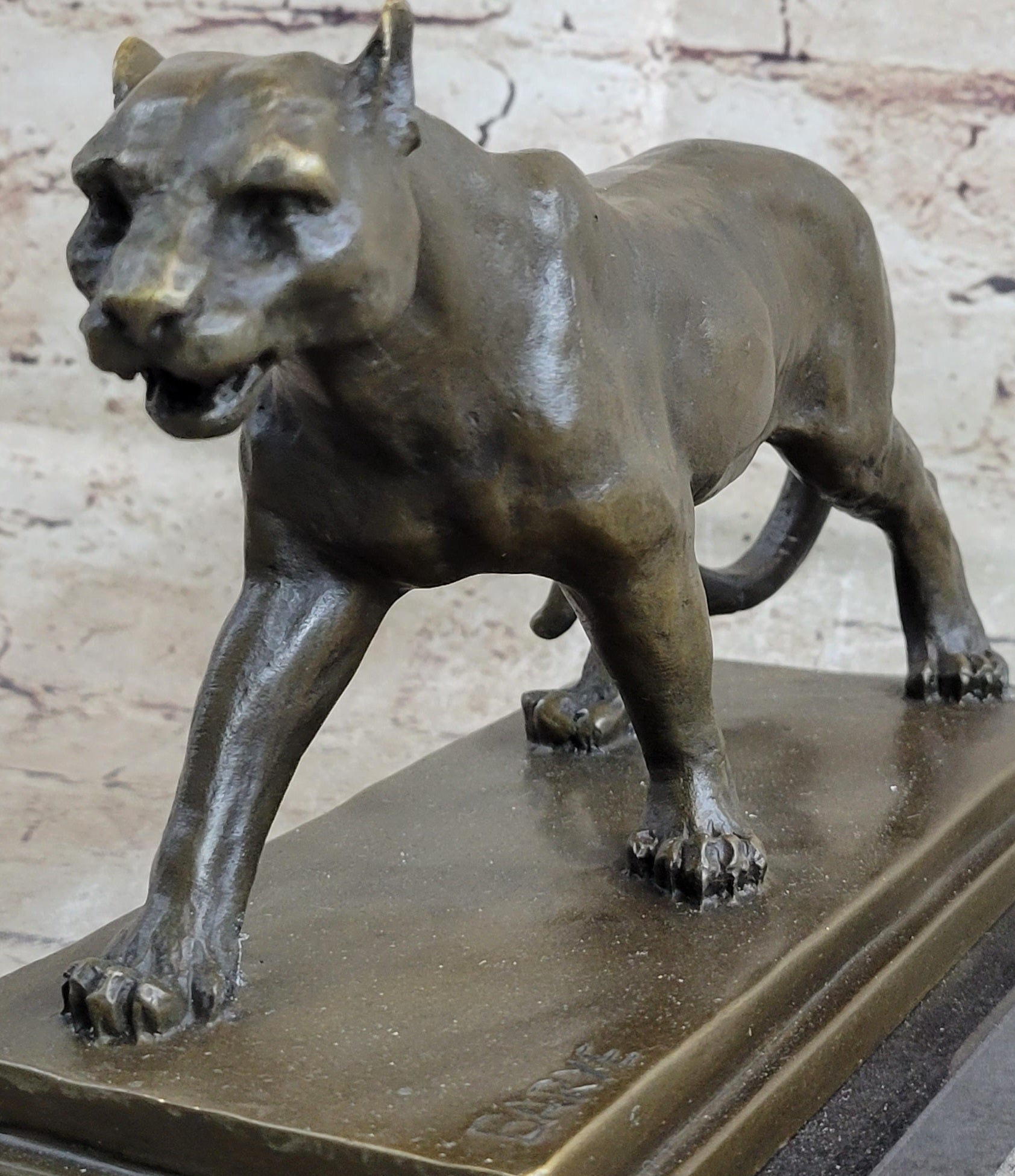 Cougar Mountain Lioness Bronze Sculpture Marble Base 6" x 10"