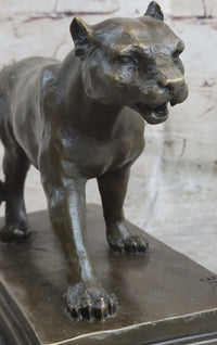 Cougar Mountain Lioness Bronze Sculpture Marble Base 6" x 10"