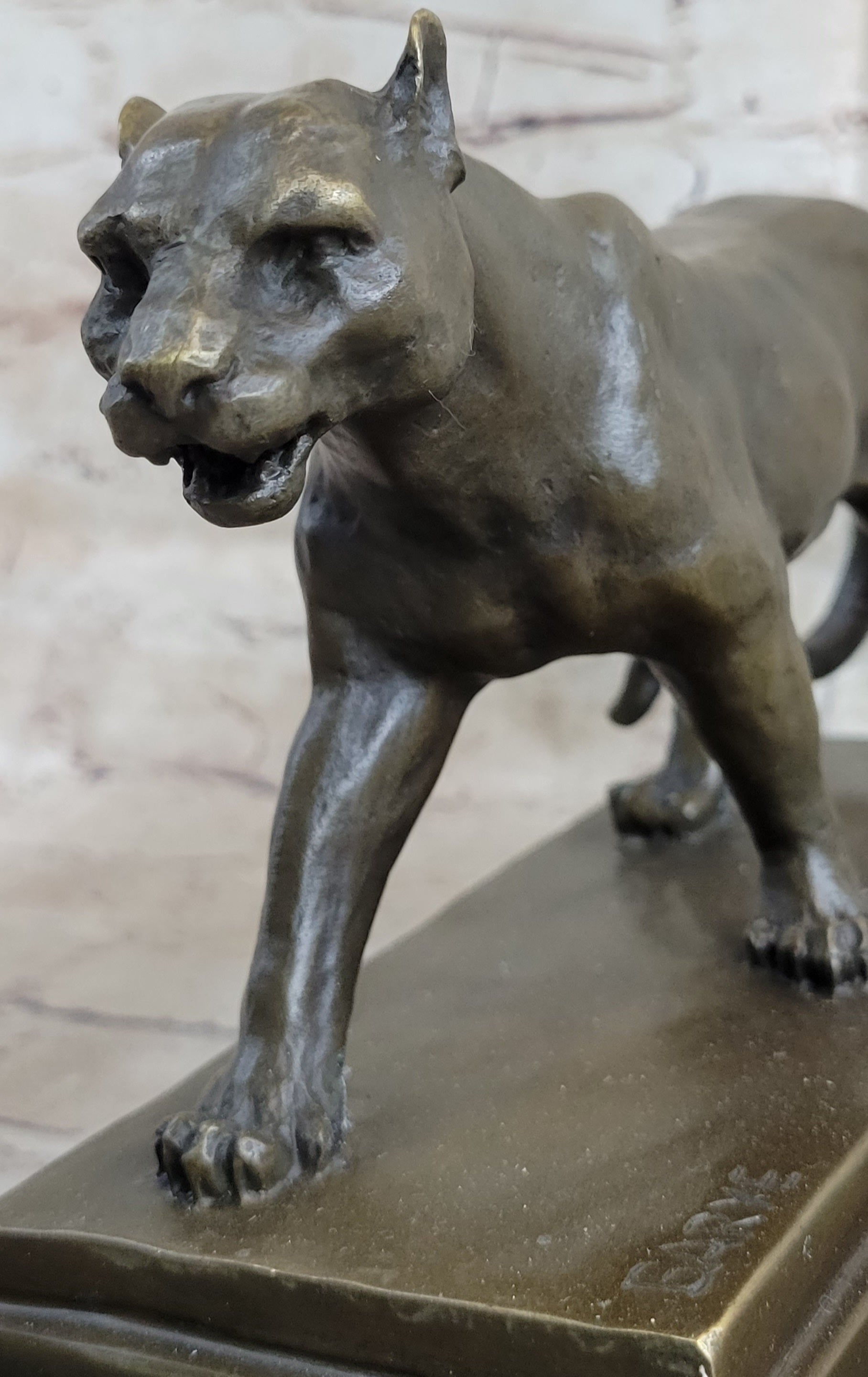 Cougar Mountain Lioness Bronze Sculpture Marble Base 6" x 10"
