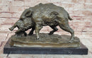 Massive Wild Boar Hog Pig Bronze Sculpture Art Deco Marble Base Hot Cast Statue