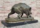 Massive Wild Boar Hog Pig Bronze Sculpture Art Deco Marble Base Hot Cast Statue