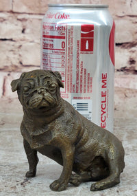 Pug Dog Bronze Miniature Sculpture 4" x 4"