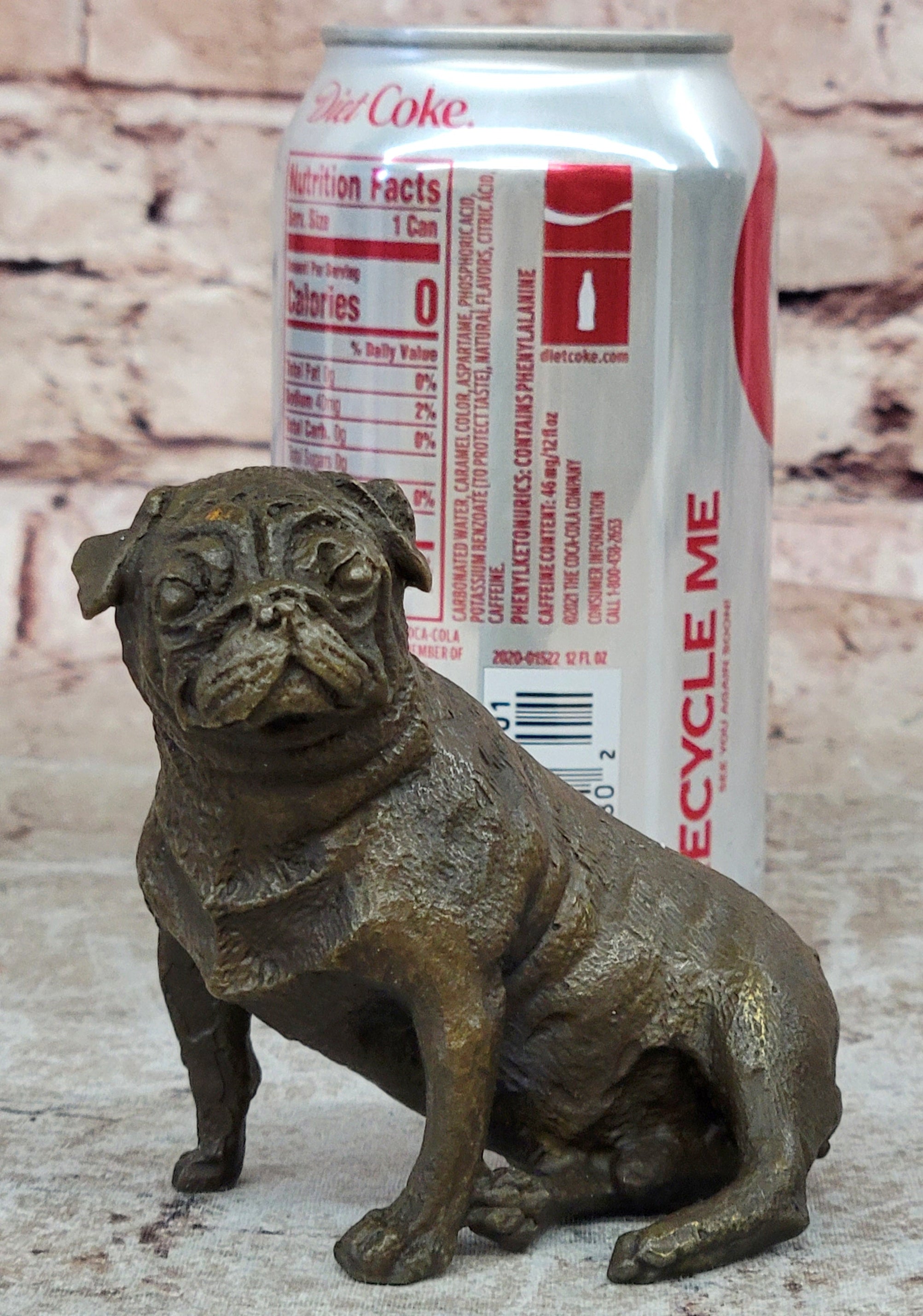 Pug Dog Bronze Miniature Sculpture 4" x 4"