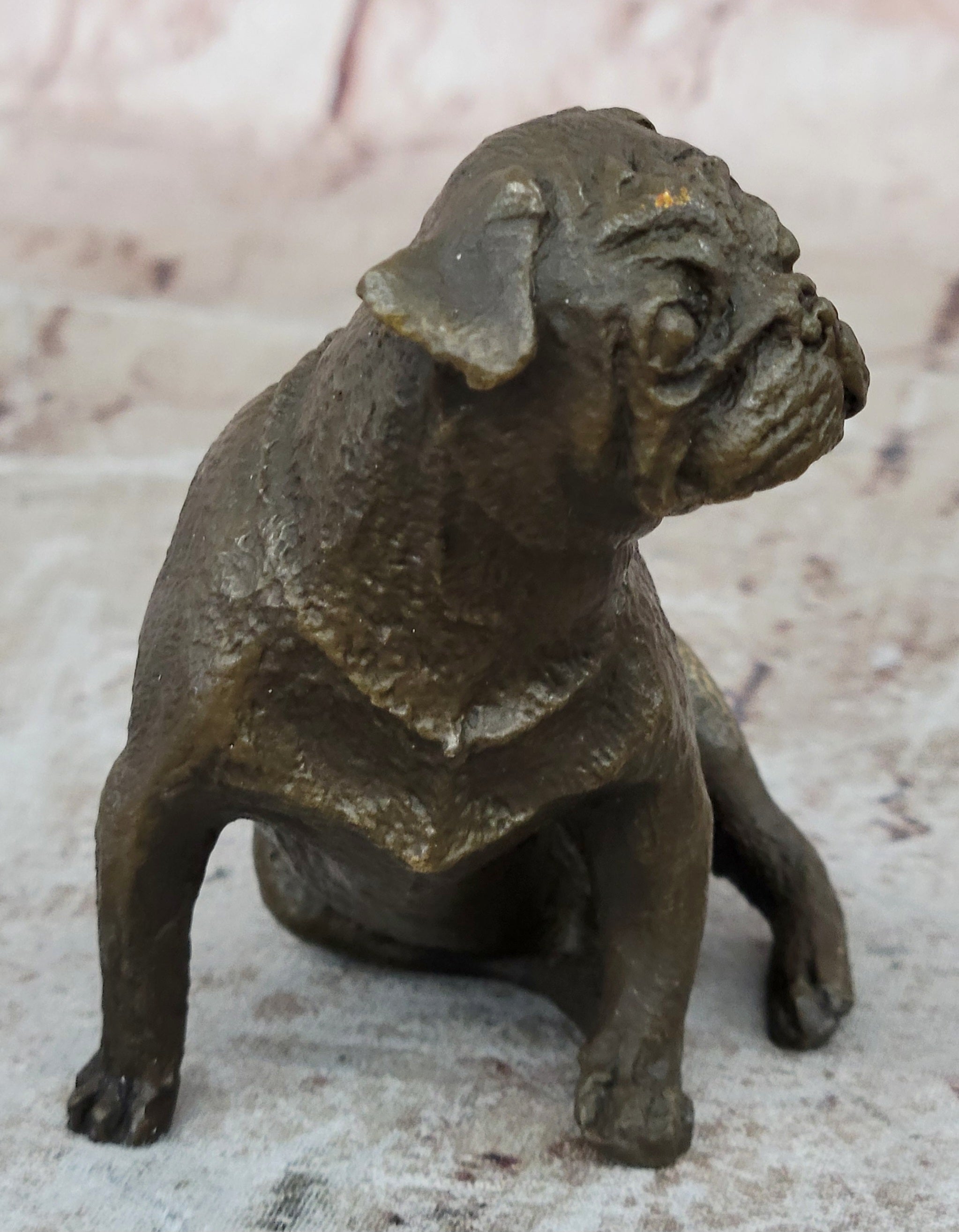 Pug Dog Bronze Miniature Sculpture 4" x 4"