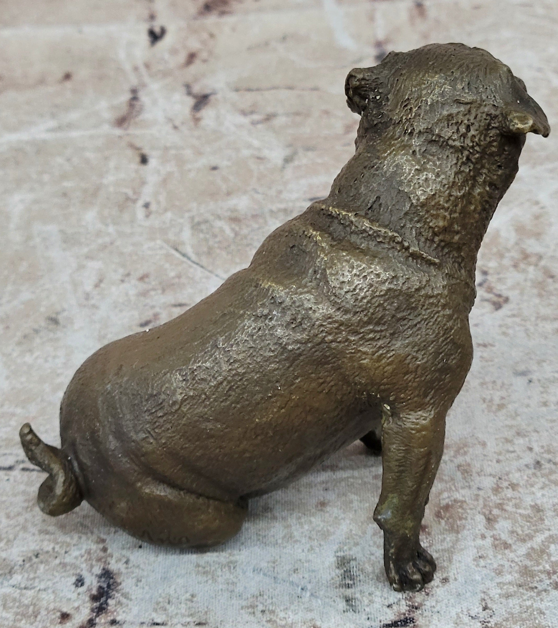 Pug Dog Bronze Miniature Sculpture 4" x 4"