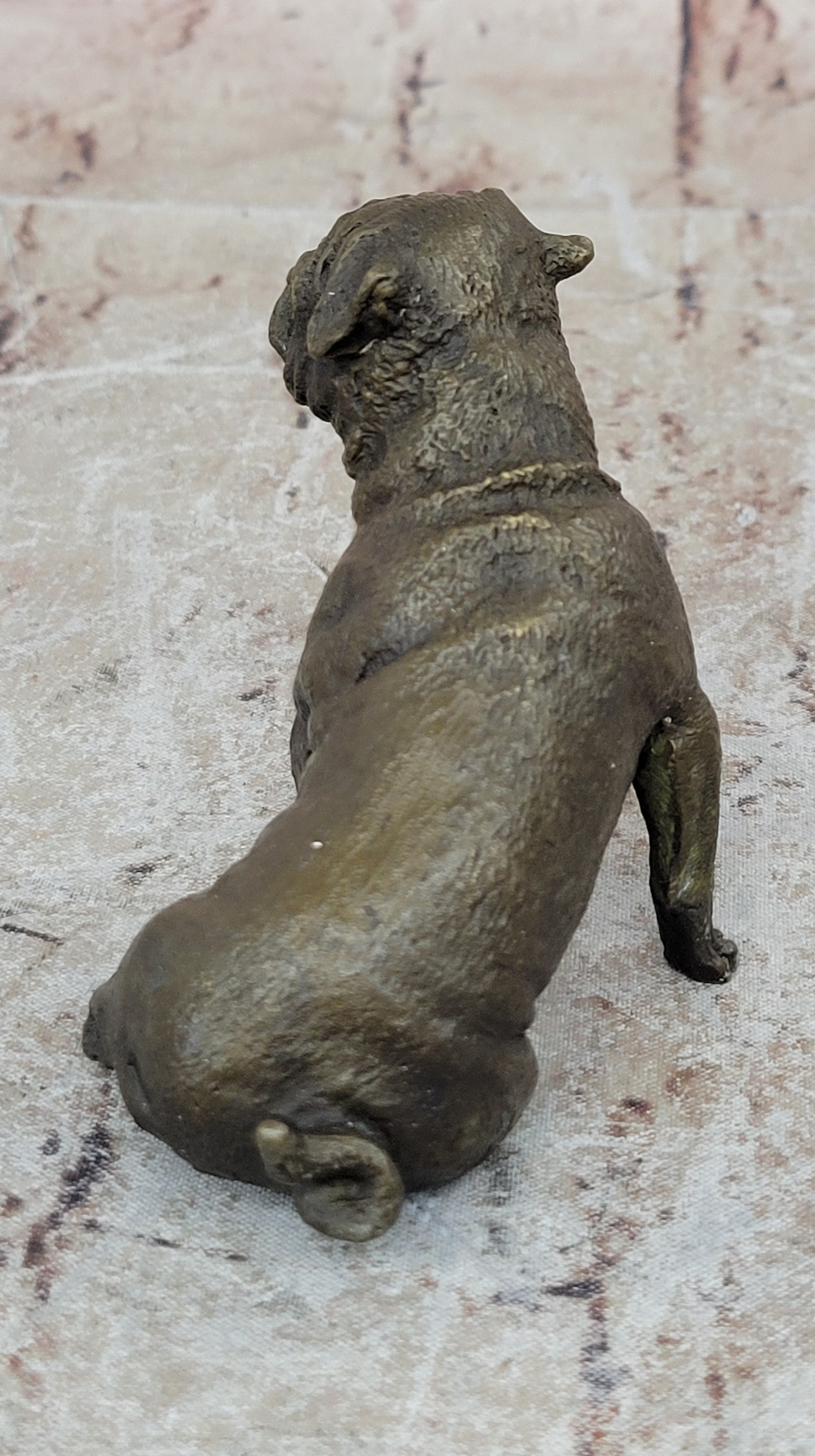 Pug Dog Bronze Miniature Sculpture 4" x 4"