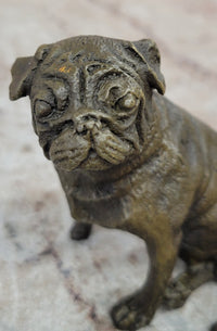 Pug Dog Bronze Miniature Sculpture 4" x 4"