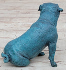 Pug Dog Puppy Bronze Metal Sculpture Blue Patina Art
