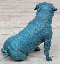 Pug Dog Puppy Bronze Metal Sculpture Blue Patina Art