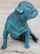 Pug Dog Puppy Bronze Metal Sculpture Blue Patina Art