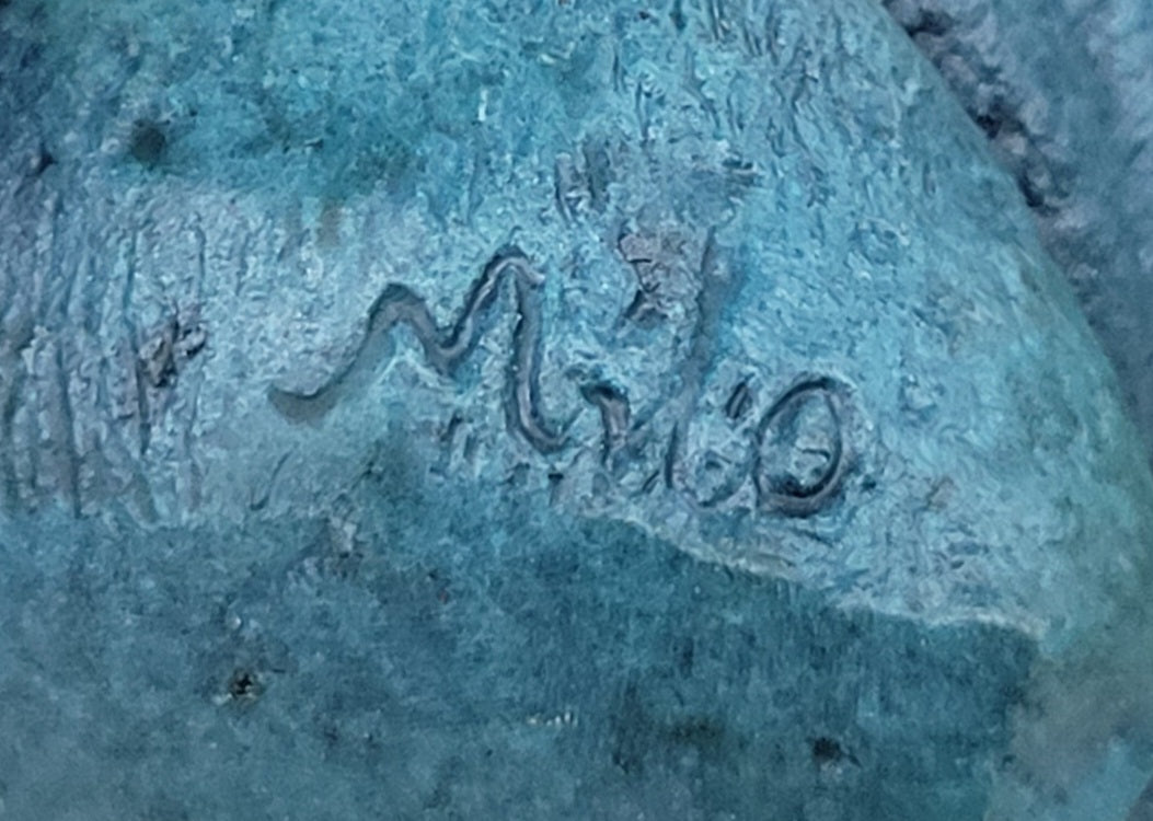 Pug Dog Puppy Bronze Metal Sculpture Blue Patina Art
