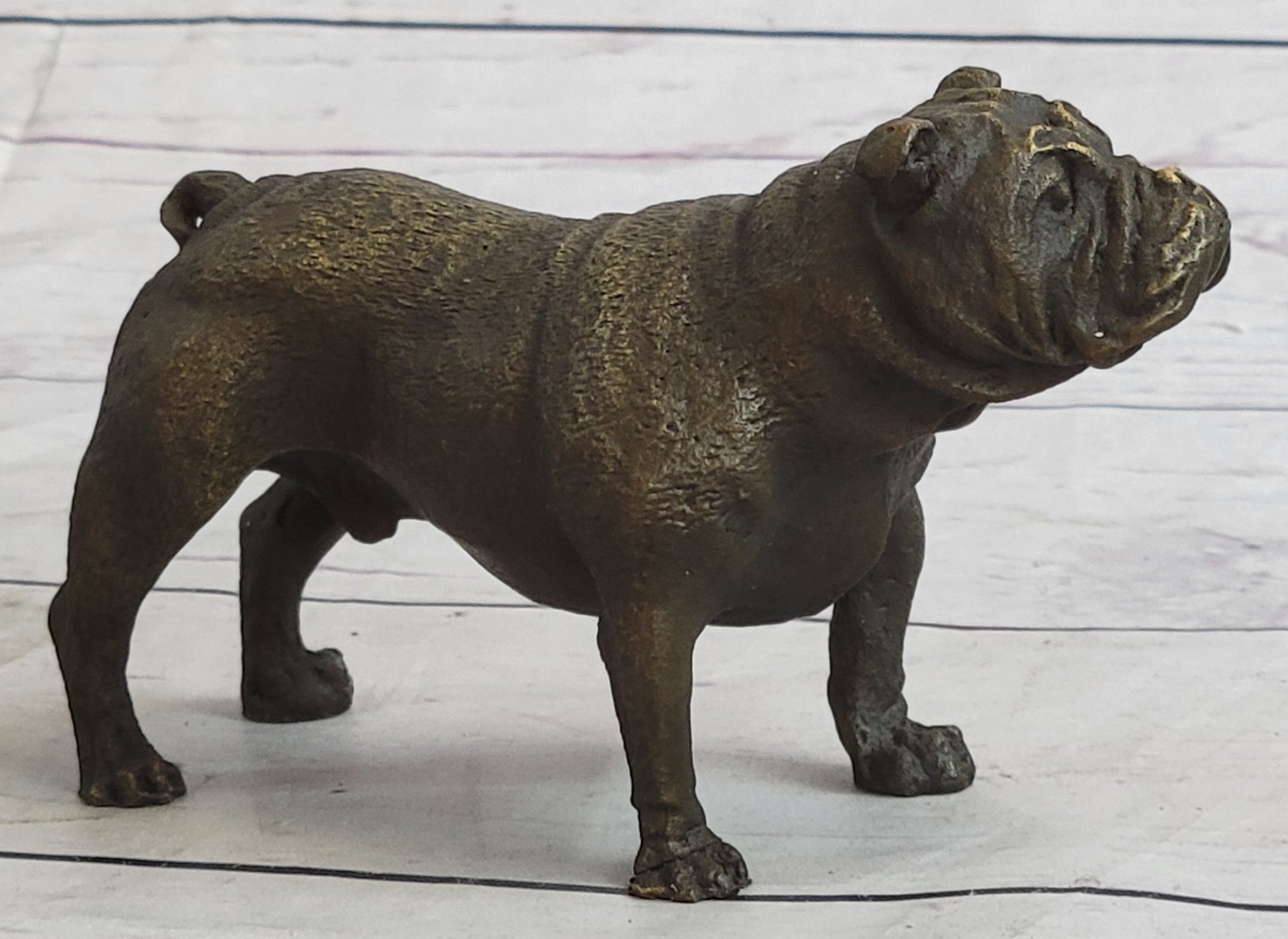 English Bulldog Miniature Bronze Sculpture 3" x 6"