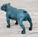 English Bulldog Bronze Metal Sculpture Blue Patina