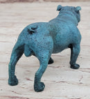 English Bulldog Bronze Metal Sculpture Blue Patina