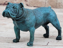 English Bulldog Bronze Metal Sculpture Blue Patina