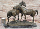Horses Bronze Sculpture on Marble Base by PJ Mene