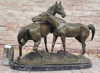 Horses Bronze Sculpture on Marble Base by PJ Mene