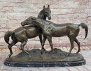 Horses Bronze Sculpture on Marble Base by PJ Mene