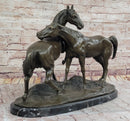 Horses Bronze Sculpture on Marble Base by PJ Mene