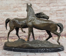 Horses Bronze Sculpture on Marble Base by PJ Mene