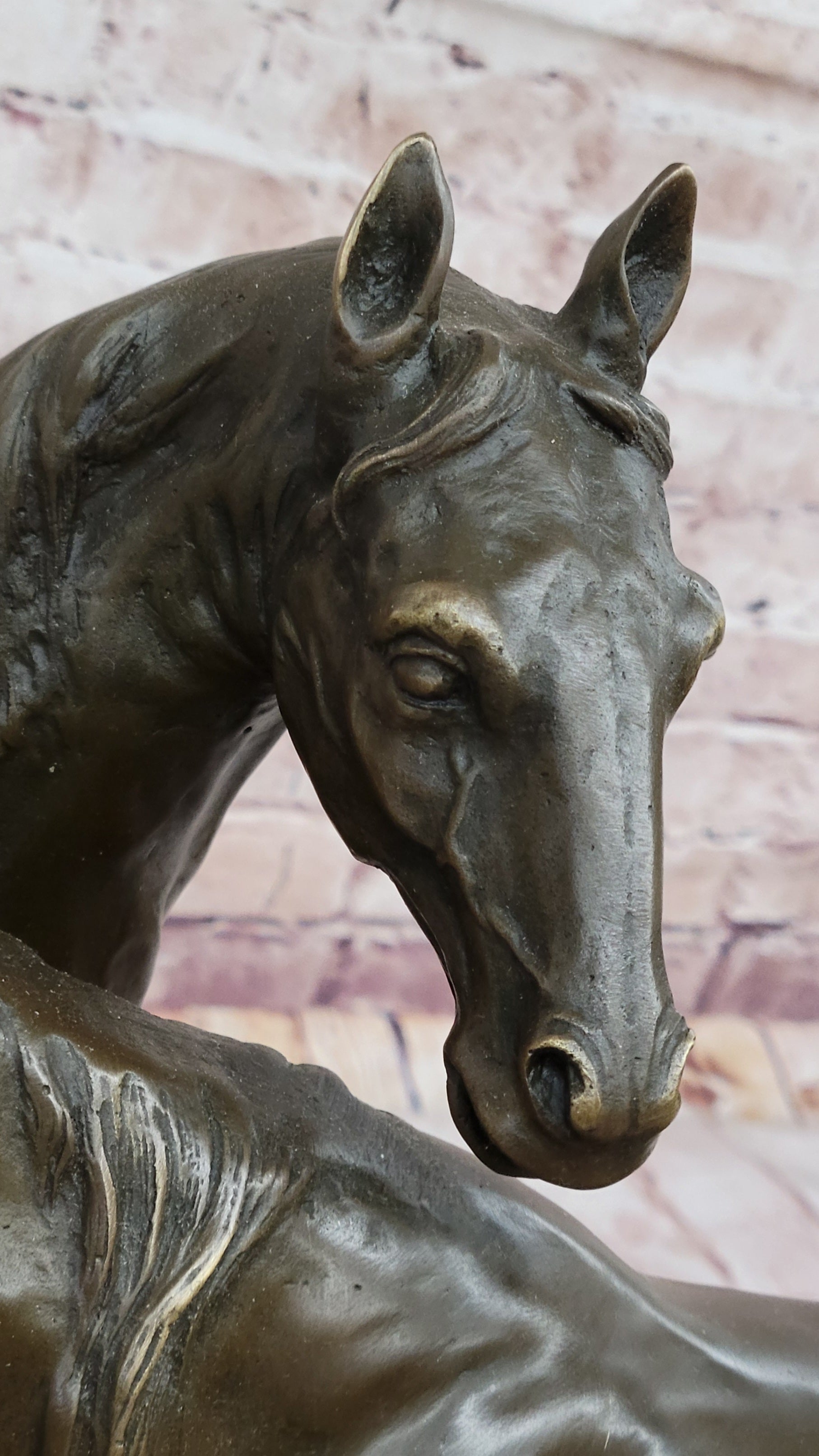 Horses Bronze Sculpture on Marble Base by PJ Mene