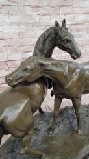 Horses Bronze Sculpture on Marble Base by PJ Mene