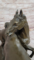 Horses Bronze Sculpture on Marble Base by PJ Mene