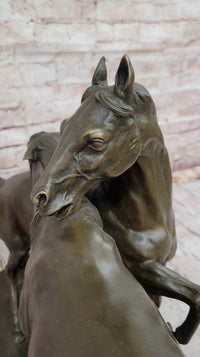 Horses Bronze Sculpture on Marble Base by PJ Mene