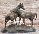Horses Bronze Sculpture on Marble Base by PJ Mene