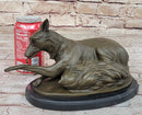 German Shepherd Licking Paw Bronze Sculpture Milo