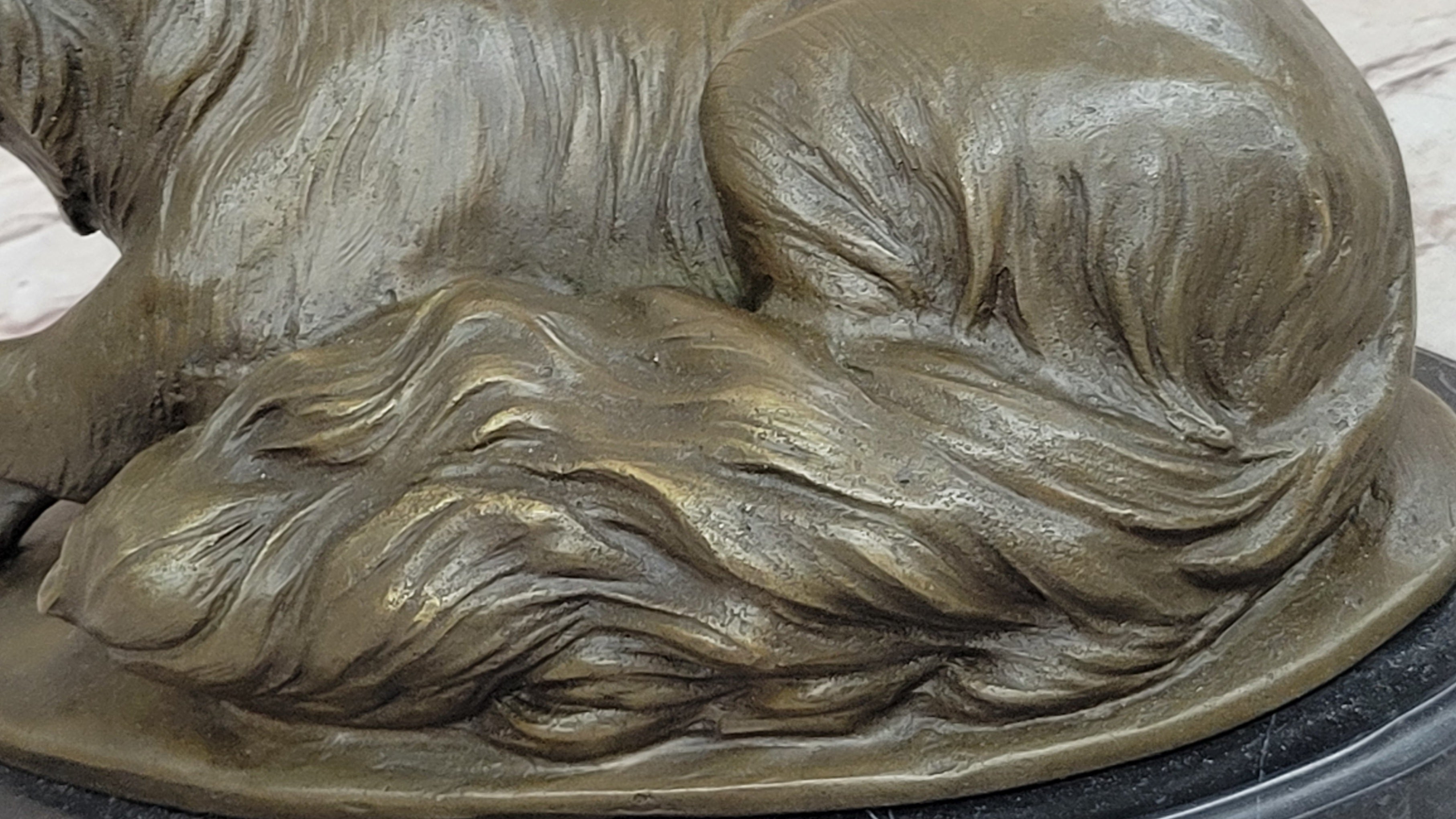 German Shepherd Licking Paw Bronze Sculpture Milo