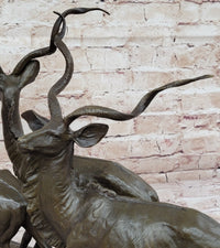 Kudu Antelope Family Bronze Sculpture