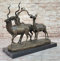 Kudu Antelope Family Bronze Sculpture