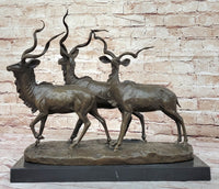 Kudu Antelope Family Bronze Sculpture