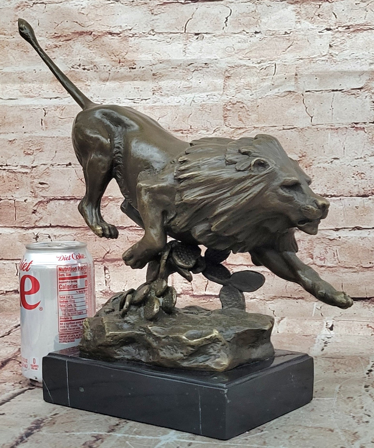 100% Genuine Bronze Modern Animal Sculpture Running Lion Art Statue