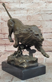 100% Genuine Bronze Modern Animal Sculpture Running Lion Art Statue