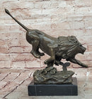 100% Genuine Bronze Modern Animal Sculpture Running Lion Art Statue