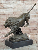 100% Genuine Bronze Modern Animal Sculpture Running Lion Art Statue