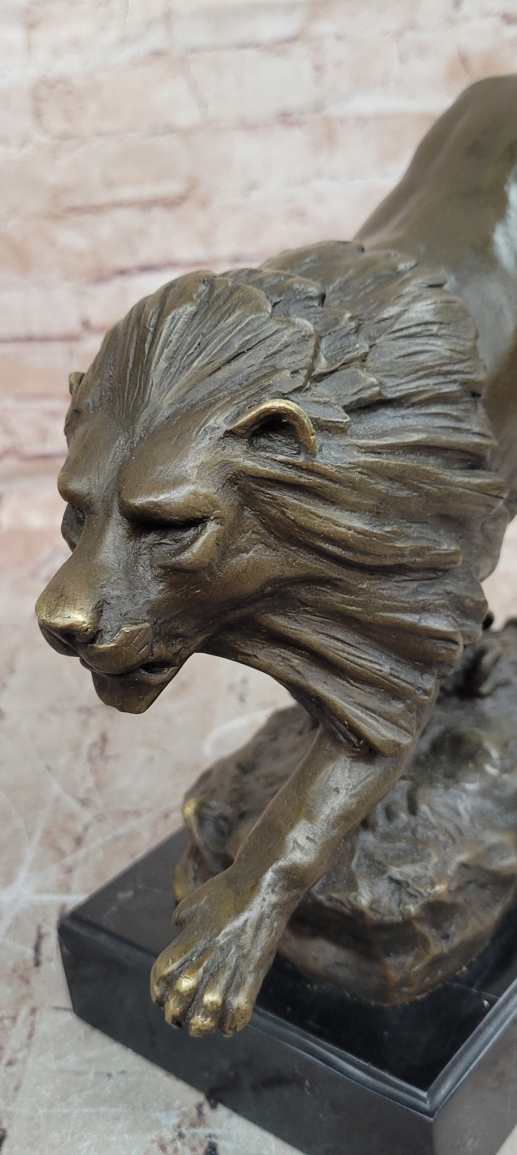 100% Genuine Bronze Modern Animal Sculpture Running Lion Art Statue