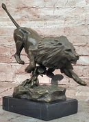 100% Genuine Bronze Modern Animal Sculpture Running Lion Art Statue