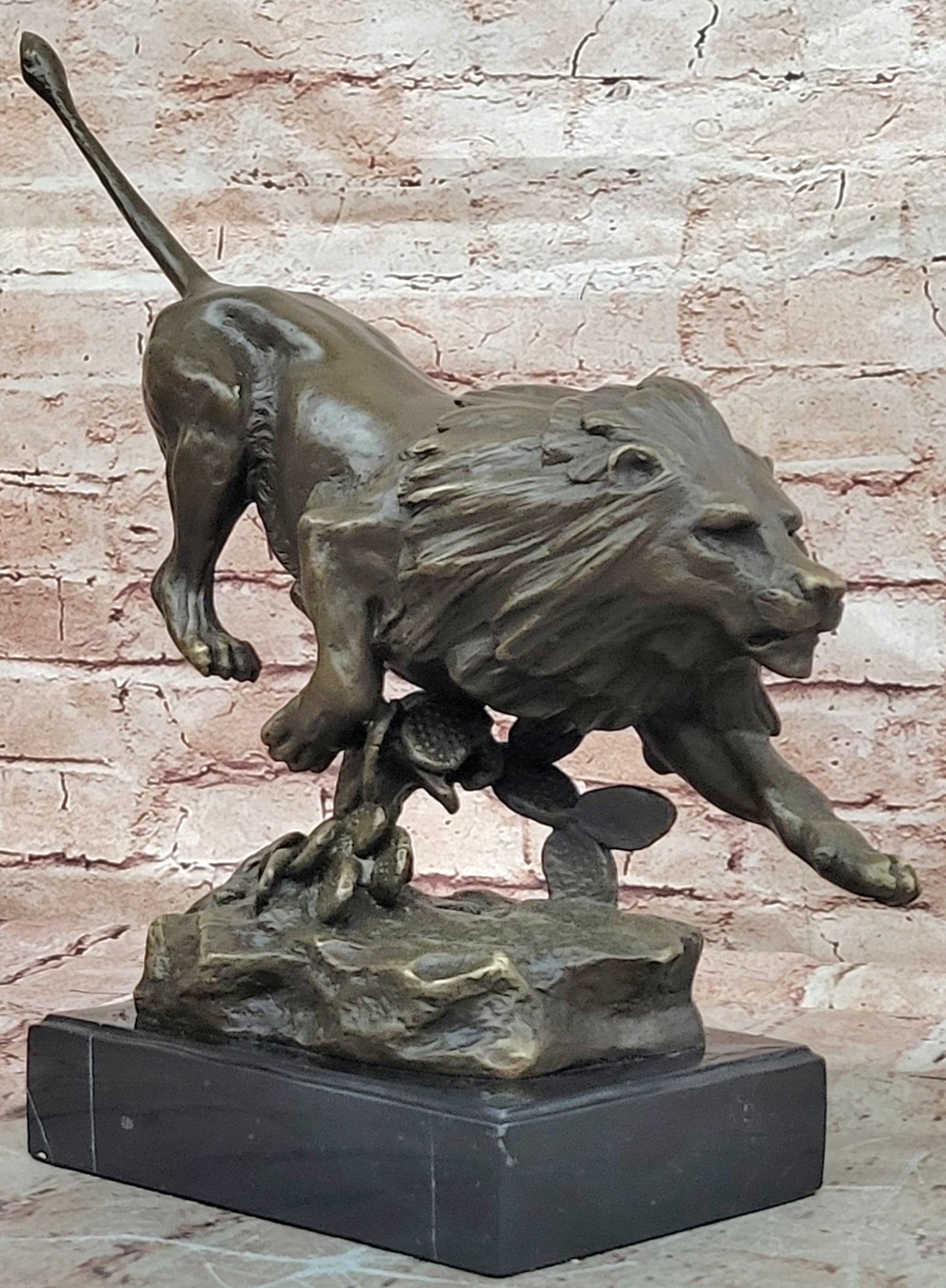 100% Genuine Bronze Modern Animal Sculpture Running Lion Art Statue