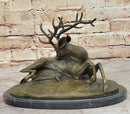 Trophy Bronze Antelope Buck Sculpture Marble Base Hotcast