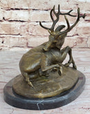 Trophy Bronze Antelope Buck Sculpture Marble Base Hotcast