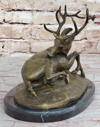 Trophy Bronze Antelope Buck Sculpture Marble Base Hotcast