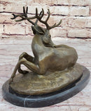 Trophy Bronze Antelope Buck Sculpture Marble Base Hotcast